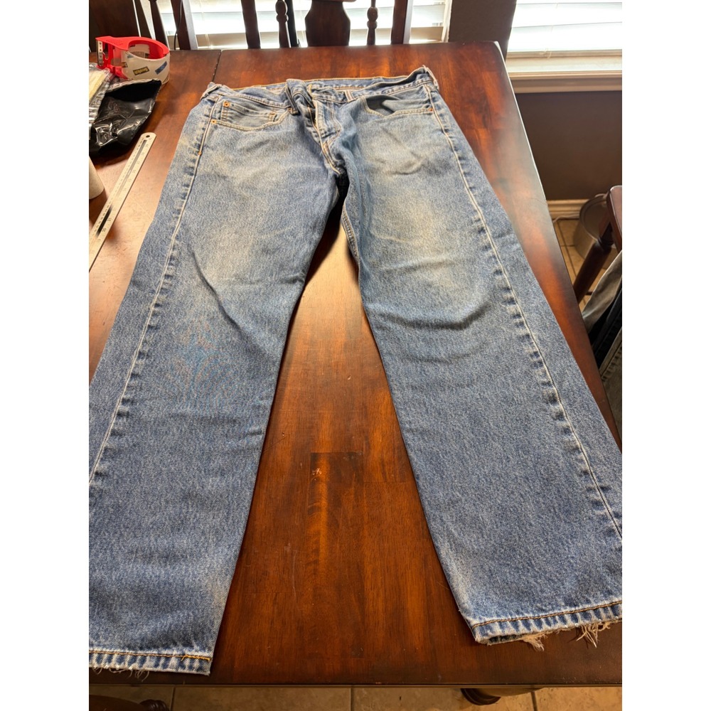 Levis 505 Regular Fit Blue Denim Jeans Mens W38 L29 Medium Wash Straight Leg
